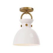 Alora Mood Waldo SF411809AGGO Semi Flush Mount, UL Damp Rated, Aged Gold/Glossy Opal Glass