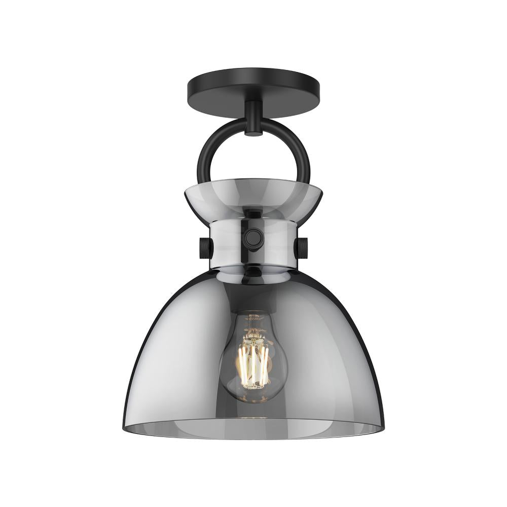 ALORA MOOD Waldo SF411809MBSM Semi Flush Mount, UL Damp Rated, Matte Black/Smoked