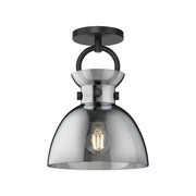 ALORA MOOD Waldo SF411809MBSM Semi Flush Mount, UL Damp Rated, Matte Black/Smoked
