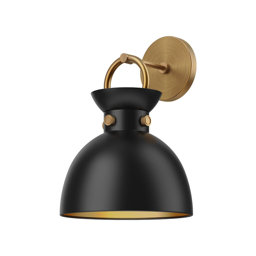 ALORA MOOD Lighting WV411309AGMB Wall/Vanity Light Fixture, UL Damp Rated, Aged Gold/Matte Black