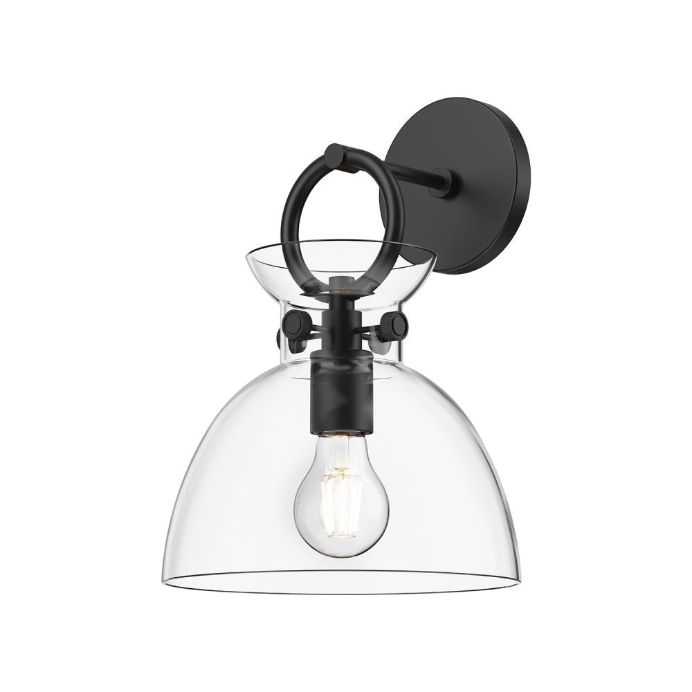 ALORA MOOD Lighting WV411809MBCL Waldo 1 Light Wall/Vanity Fixture, Matte Black/Clear Glass