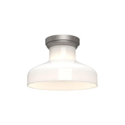 ALORA MOOD Lighting . Westlake 11-in Brushed Nickel/Glossy Opal Glass 1 Light Flush Mount, UL Damp Rated, Brushed Nickel/Glossy Opal Glass