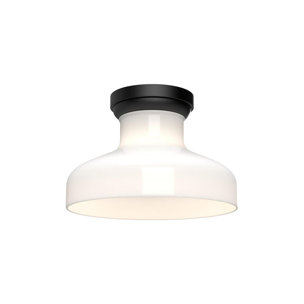ALORA MOOD Lighting FM540011MBGO Flush Mount, UL Damp Rated, Glossy Opal Glass/Matte Black