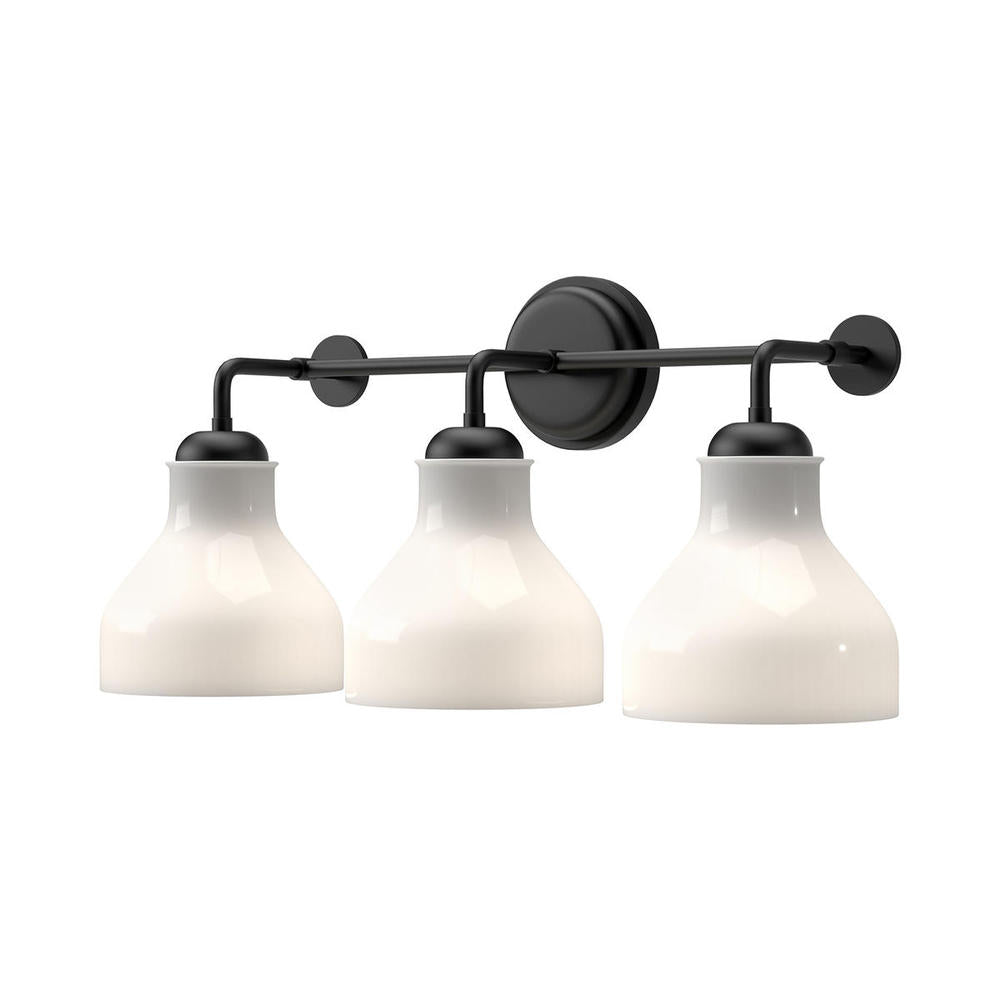 ALORA MOOD Lighting VL540322MBGO Westlake 22-in Vanity Light Fixture, UL Damp Rated, Glossy Opal Glass/Matte Black