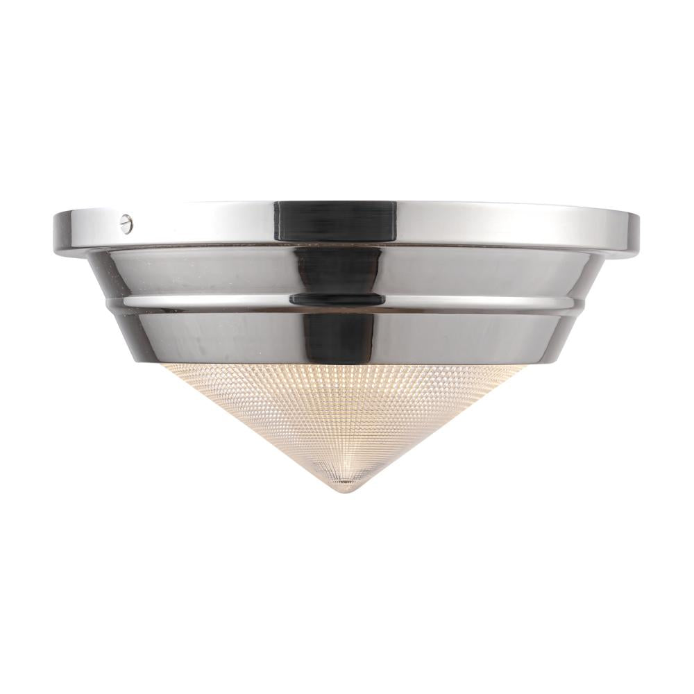 ALORA Lighting Willard FM348010PNPG Flush Mount Fixture, UL Damp Rated, Polished Nickel/Prismatic Glass