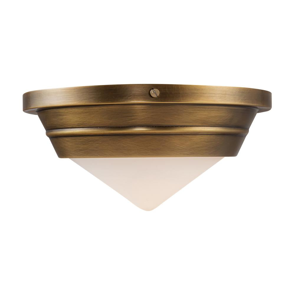 ALORA Lighting FM348010VBOP Flush Mount, 1 Light, Vintage Brass/Opal Matte Glass