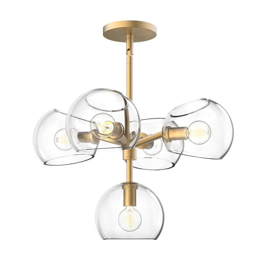 ALORA MOOD Lighting CH548518BGCL Chandelier, 5 Lights, Brushed Gold/Clear Glass