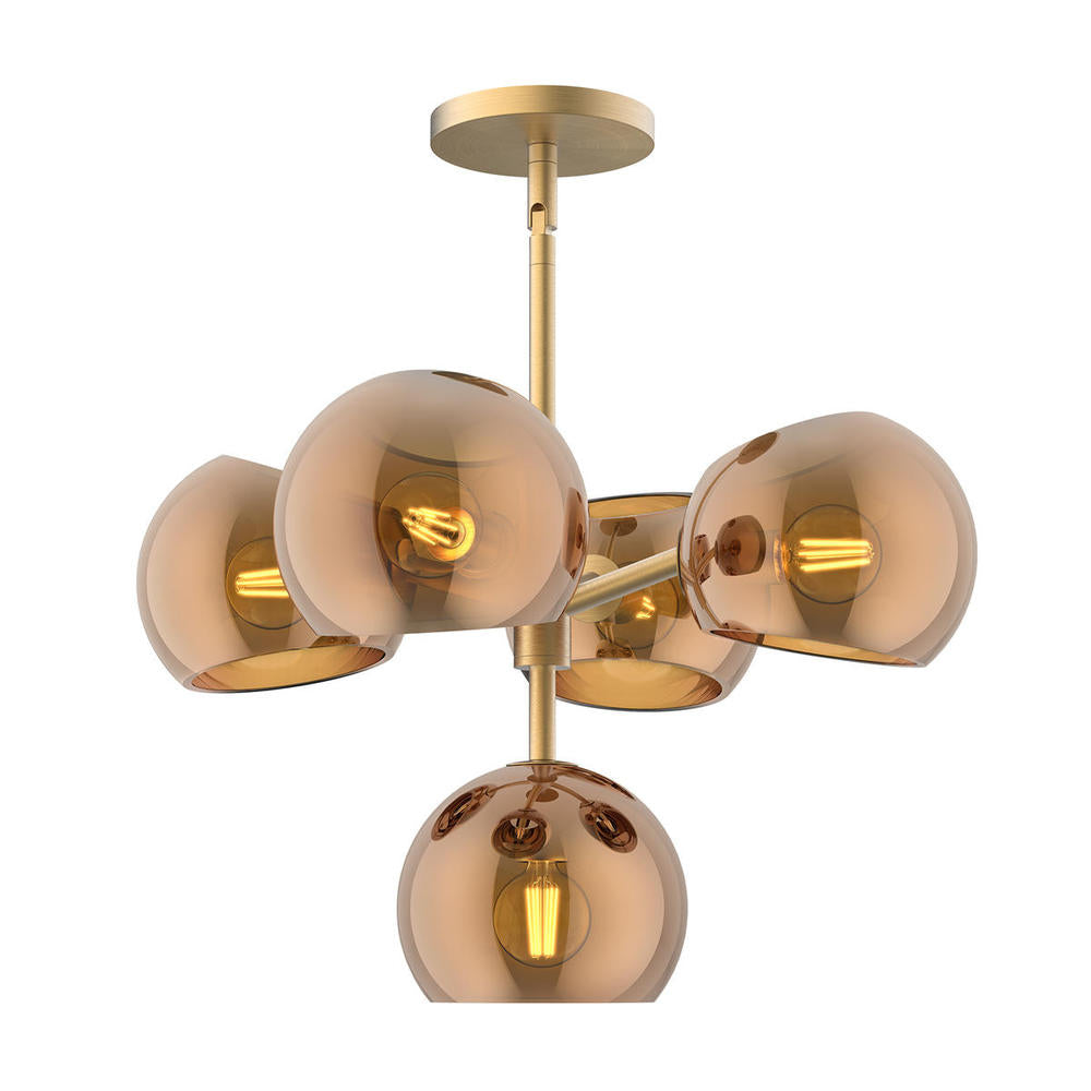 ALORA MOOD Lighting CH548518BGCP Chandelier, UL Listed, Brushed Gold/Copper Glass