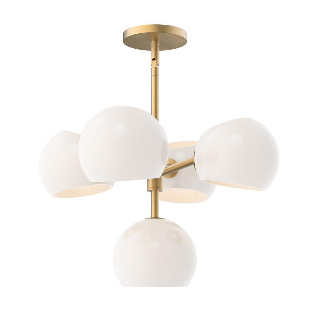ALORA MOOD Lighting CH548518BGOP Chandelier, 5 Lights, Brushed Gold/Opal Matte Glass