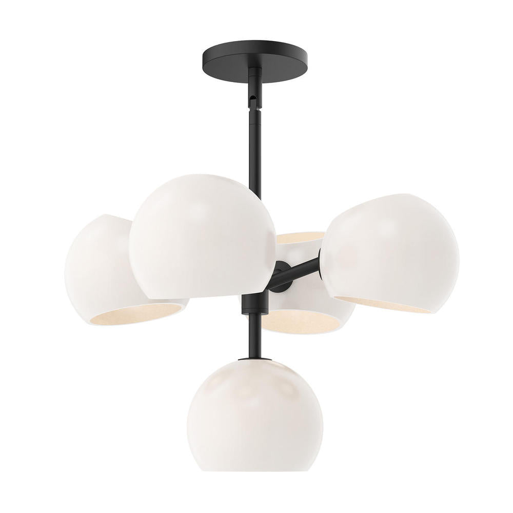 ALORA MOOD Lighting CH548518MBOP Chandeliers, 5 Lights, Matte Black/Opal Matte Glass