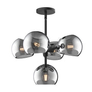 ALORA MOOD Lighting CH548518MBSM 5 Lights Chandelier, Matte Black/Smoked Solid Glass