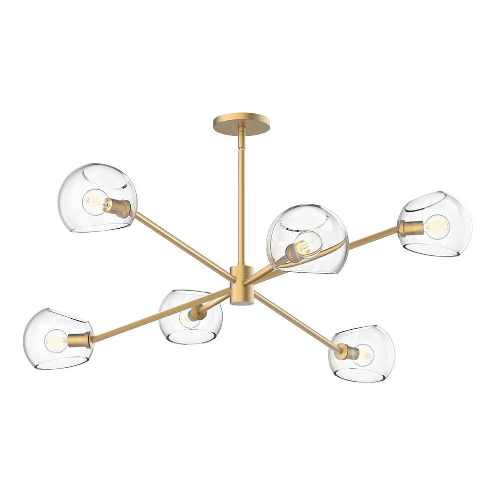 Kuzco CH548637BGCL Chandelier, 6 Lights, Brushed Gold/Clear Glass
