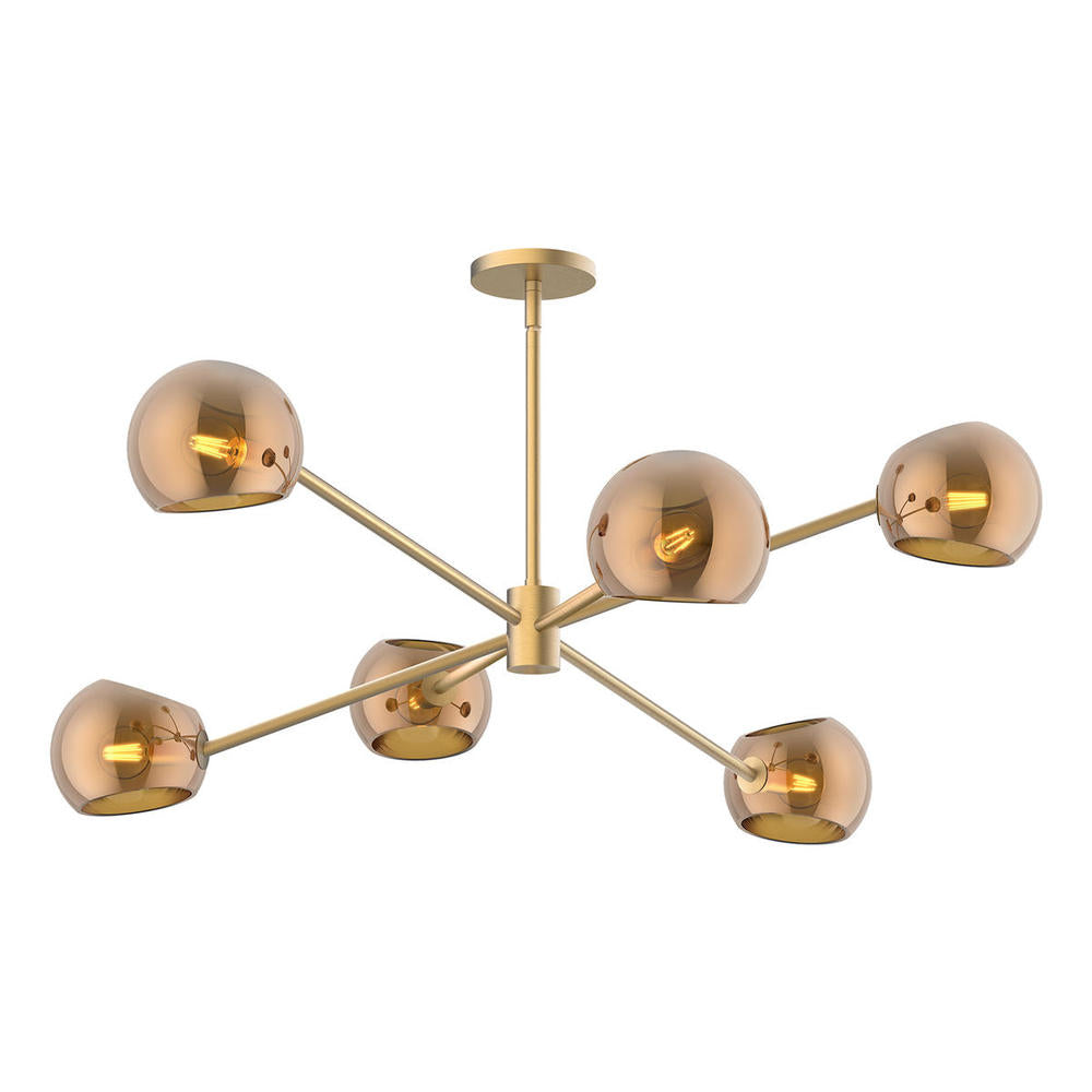 ALORA MOOD Lighting CH548637BGCP Chandeliers, Brushed Gold/Copper Glass
