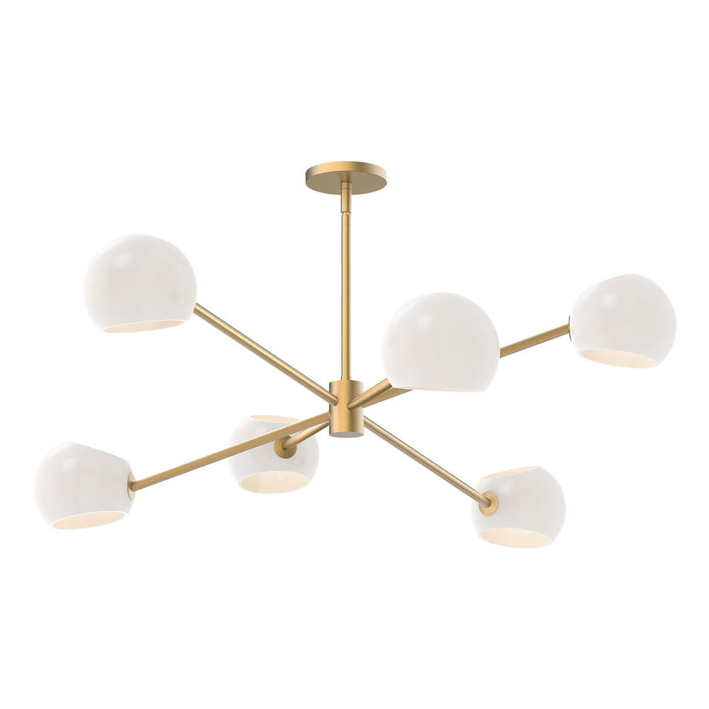 ALORA MOOD Lighting CH548637BGOP Chandeliers, Brushed Gold/Opal Matte Glass