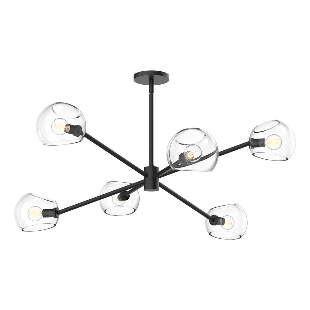 ALORA MOOD Lighting CH548637MBCL Chandeliers, 6 Lights, Clear Glass/Matte Black