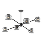 ALORA MOOD Lighting CH548637MBSM Chandeliers, Matte Black/Smoked Solid Glass