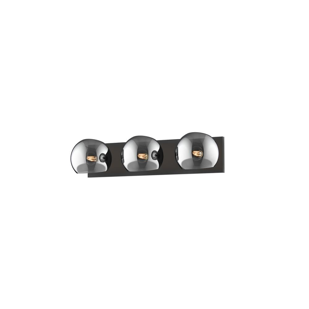 ALORA MOOD Lighting VL548322MBSM Vanity Light Fixture, UL Damp Rated, Matte Black/Smoked Solid Glass