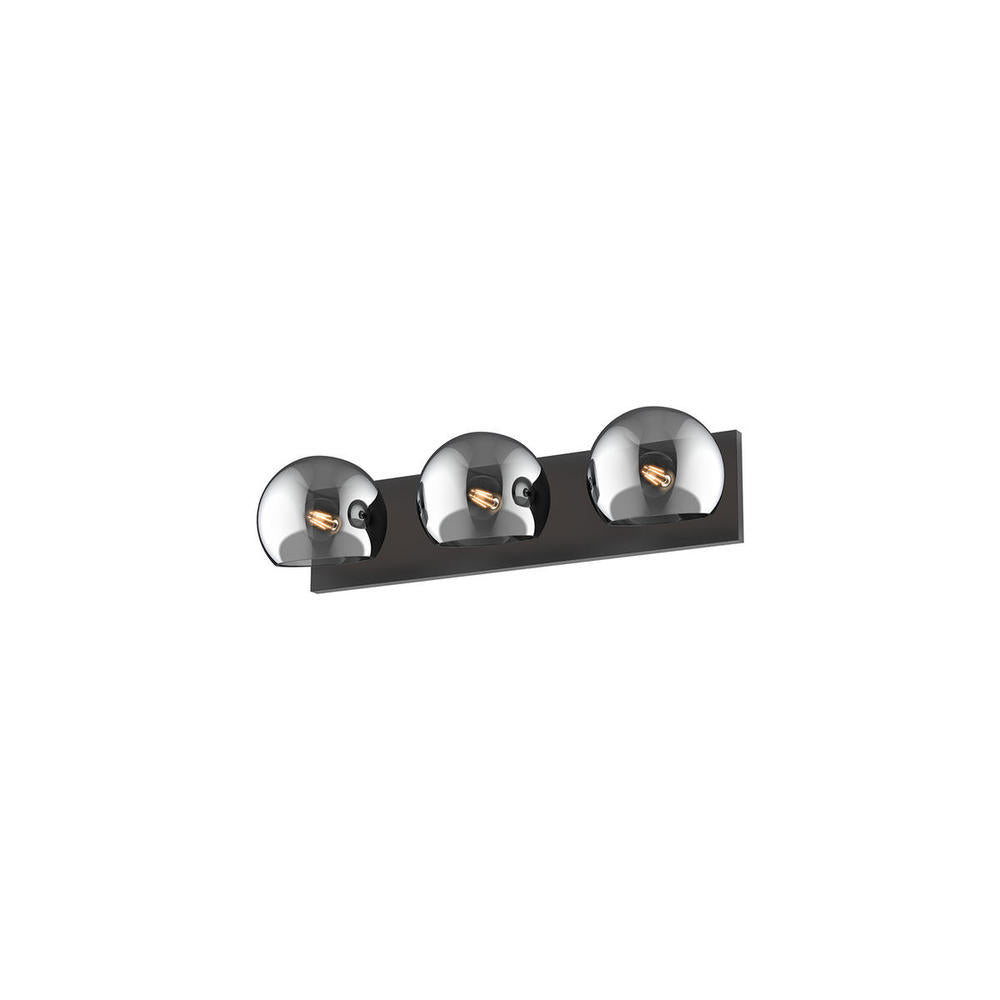 ALORA MOOD Lighting VL548322MBSM Vanity Light Fixture, UL Damp Rated, Matte Black/Smoked Solid Glass