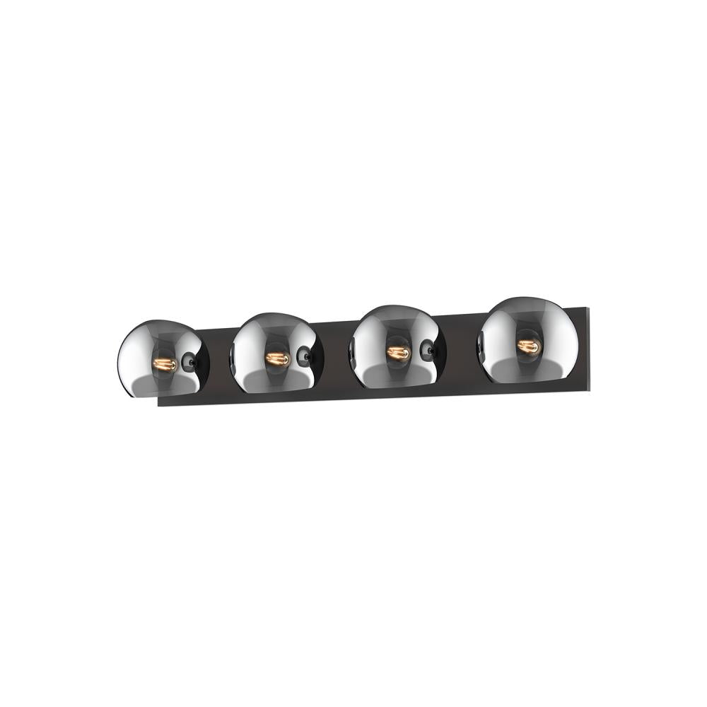 ALORA MOOD Lighting VL548431MBSM Vanity Light Fixture, UL Damp Rated, Matte Black/Smoked Solid Glass