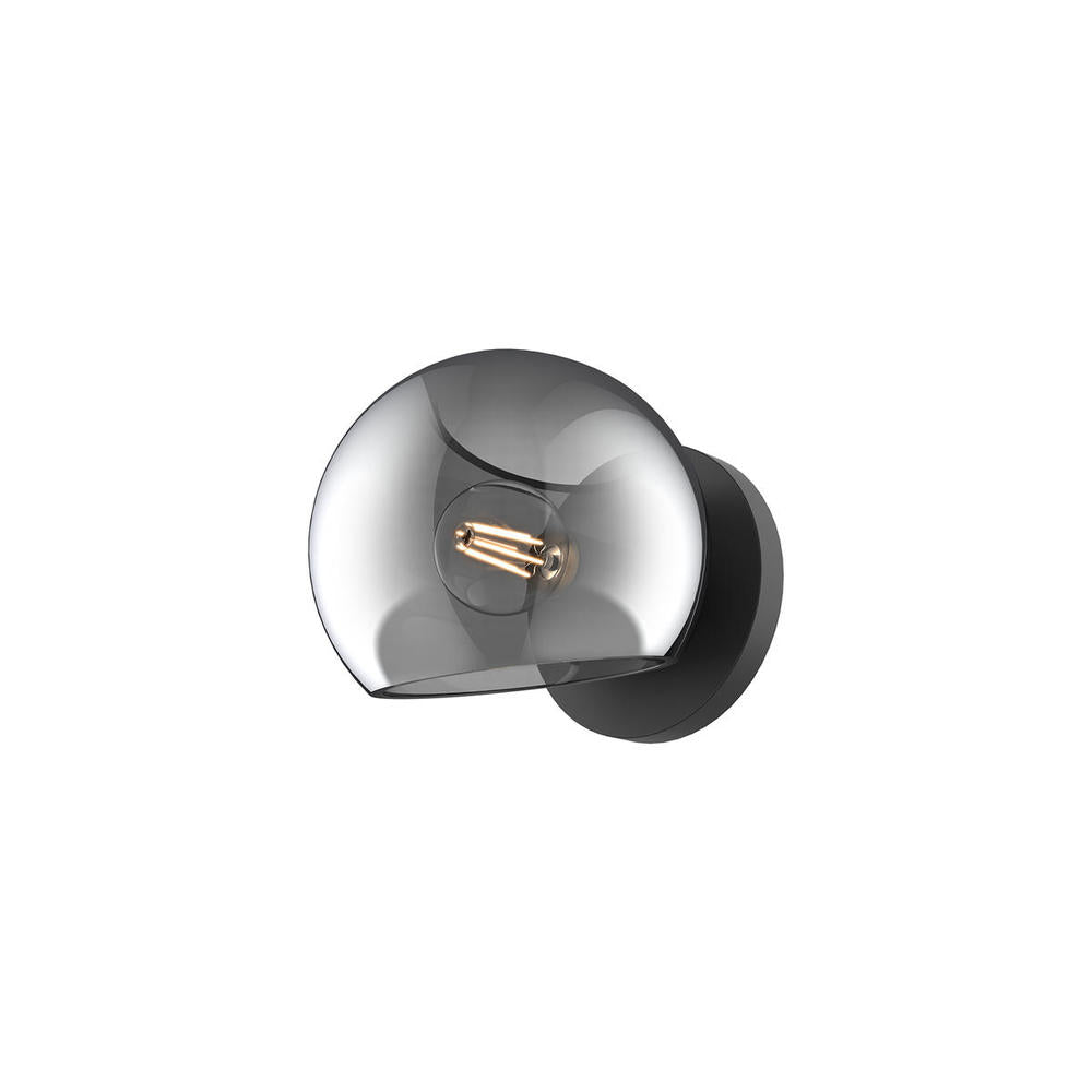 ALORA MOOD Lighting WV548006MBSM Wall/Vanity Light Fixture, UL Damp Rated, Matte Black/Smoked Solid Glass