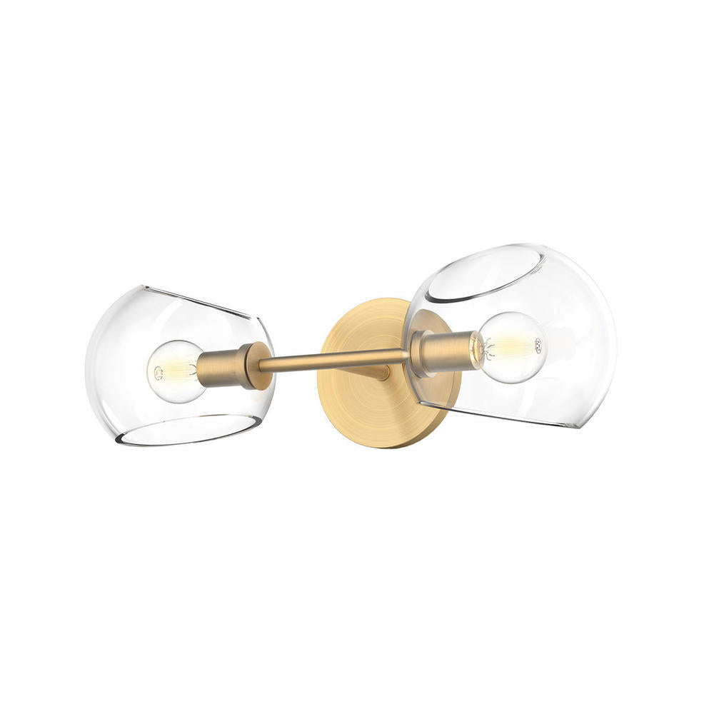 ALORA MOOD Lighting WV548217BGCL Wall/Vanity Light Fixture, UL Damp Rated, Brushed Gold/Clear Glass