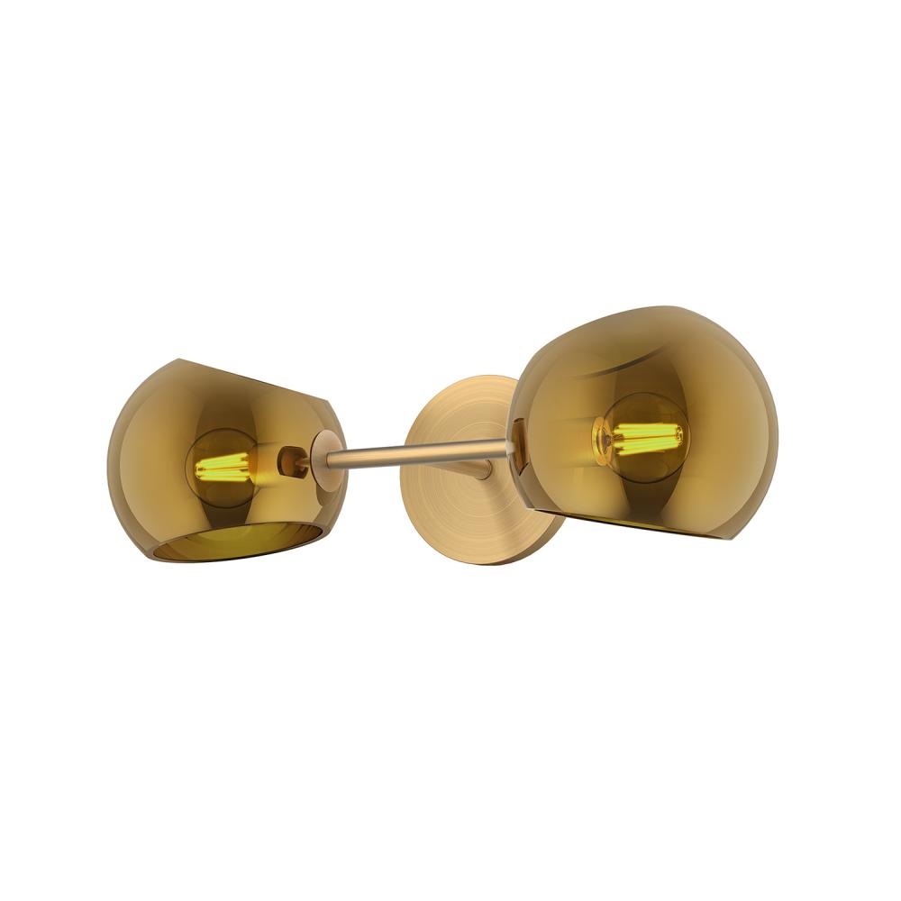 ALORA MOOD Lighting WV548217BGCP Wall/Vanity Light Fixture, UL Damp Rated, Brushed Gold/Copper Glass