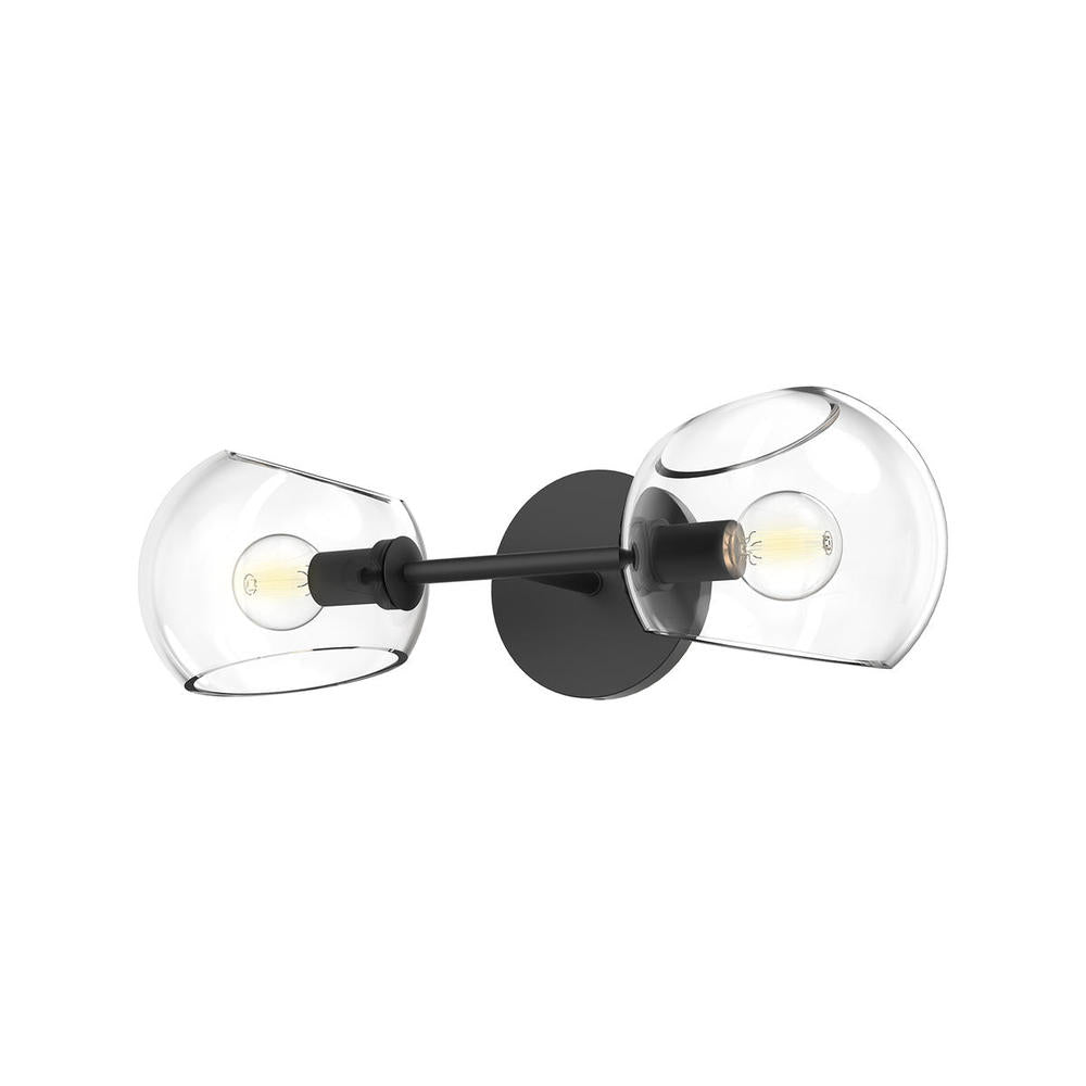 Alora Mood Lighting Willow WV548217MBCL Wall/Vanity Light Fixture, UL Damp Rated, Matte Black