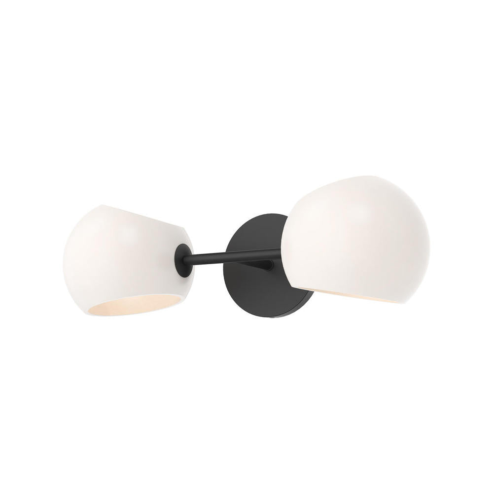 ALORA MOOD Lighting WV548217MBOP Wall/Vanity Lights, 2 Lights, Matte Black/Opal Matte Glass