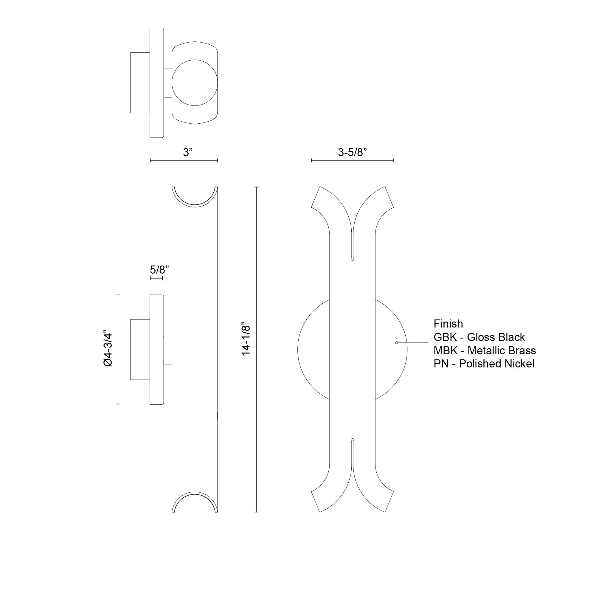 Kuzco Lighting WS89714-PN Husk 14-in Wall Sconce, Polished Nickel