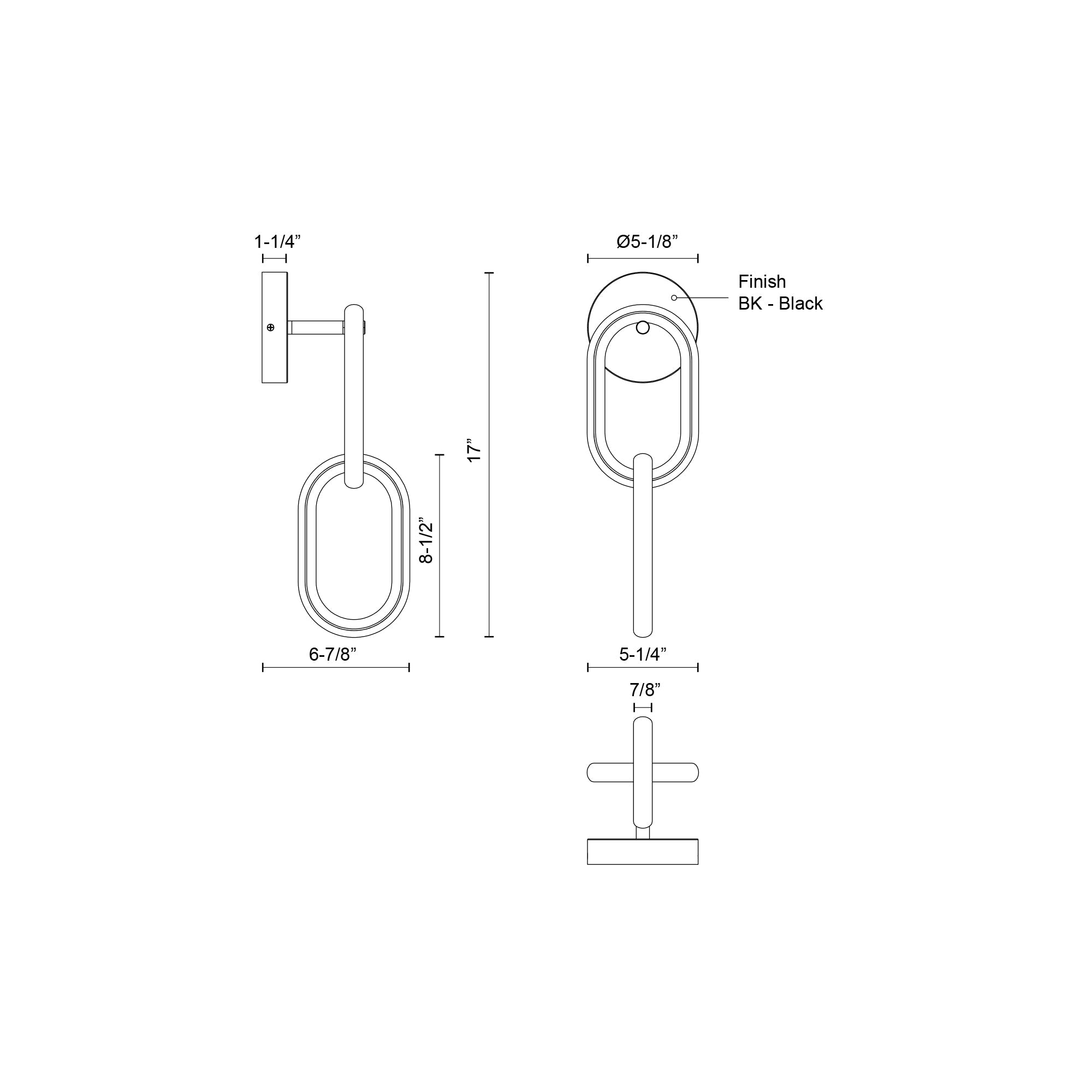 Kuzco Airen WS92617-BK-UNV Wall Sconce, LED, Black