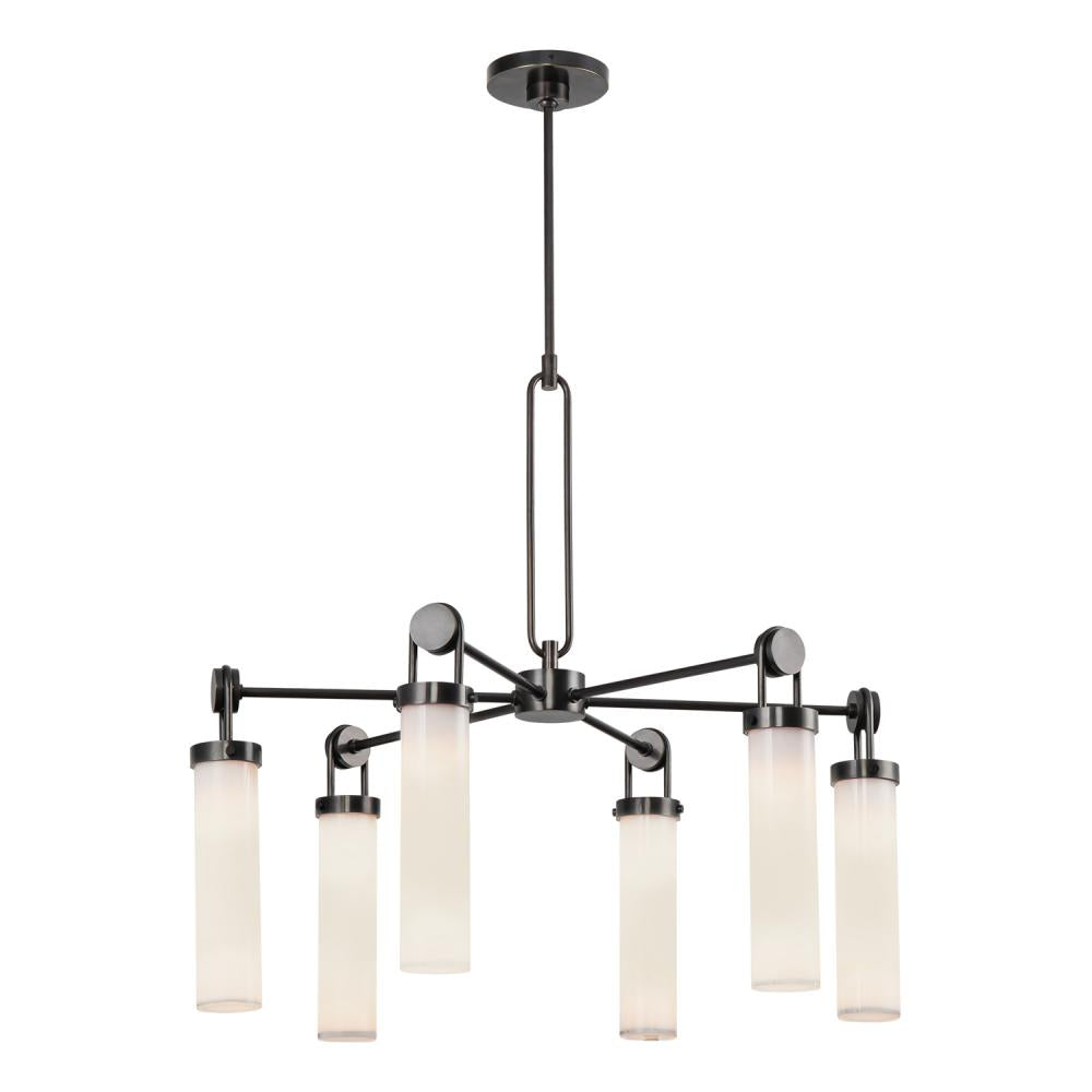 ALORA Lighting Wynwood CH355632UBGO Chandelier, 6 Lights, Urban Bronze/Glossy Opal