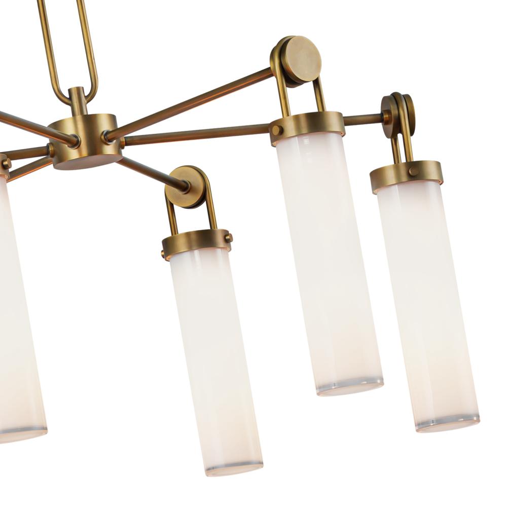 ALORA Lighting CH355632VBGO Wynwood 32-in Vintage Brass/Glossy Opal 6 Lights Chandeliers, Vintage Brass/Glossy Opal