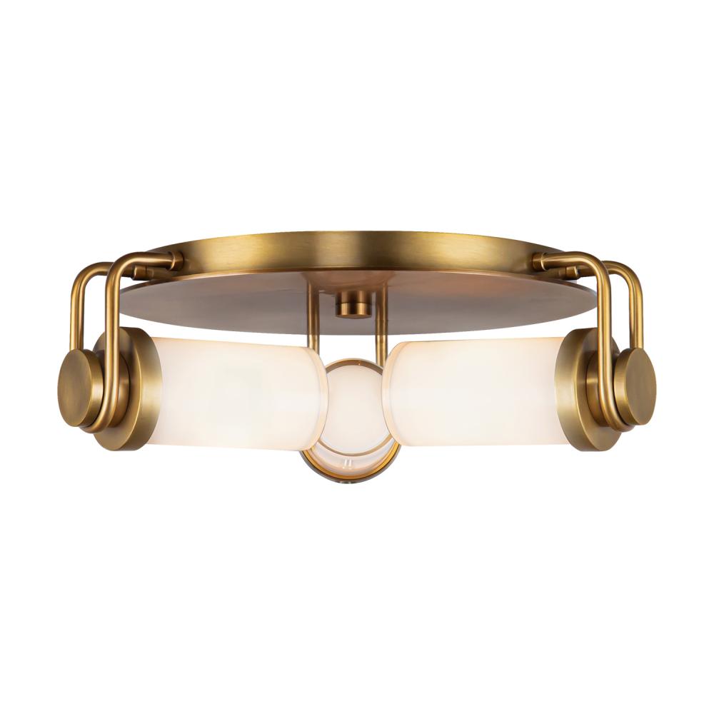 ALORA Lighting FM355317VBGO Flush Mount, Vintage Brass/Glossy Opal