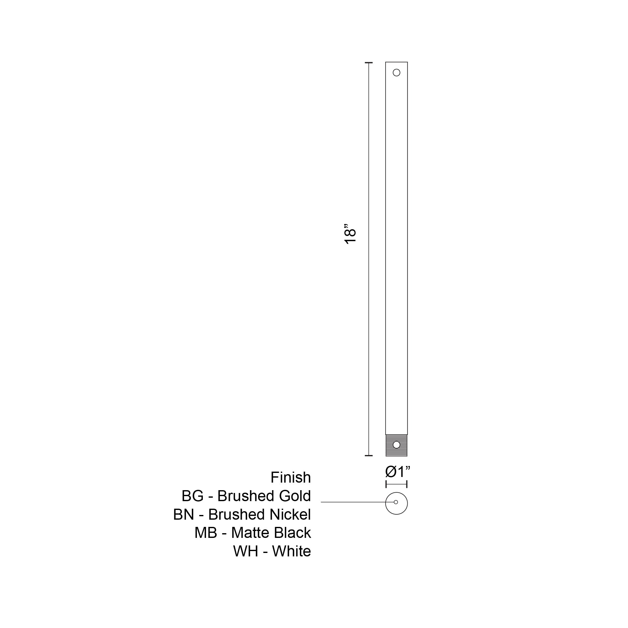 Kuzco X-RD34-18WH Fan Downrod 18-in White Fan Downrod, White
