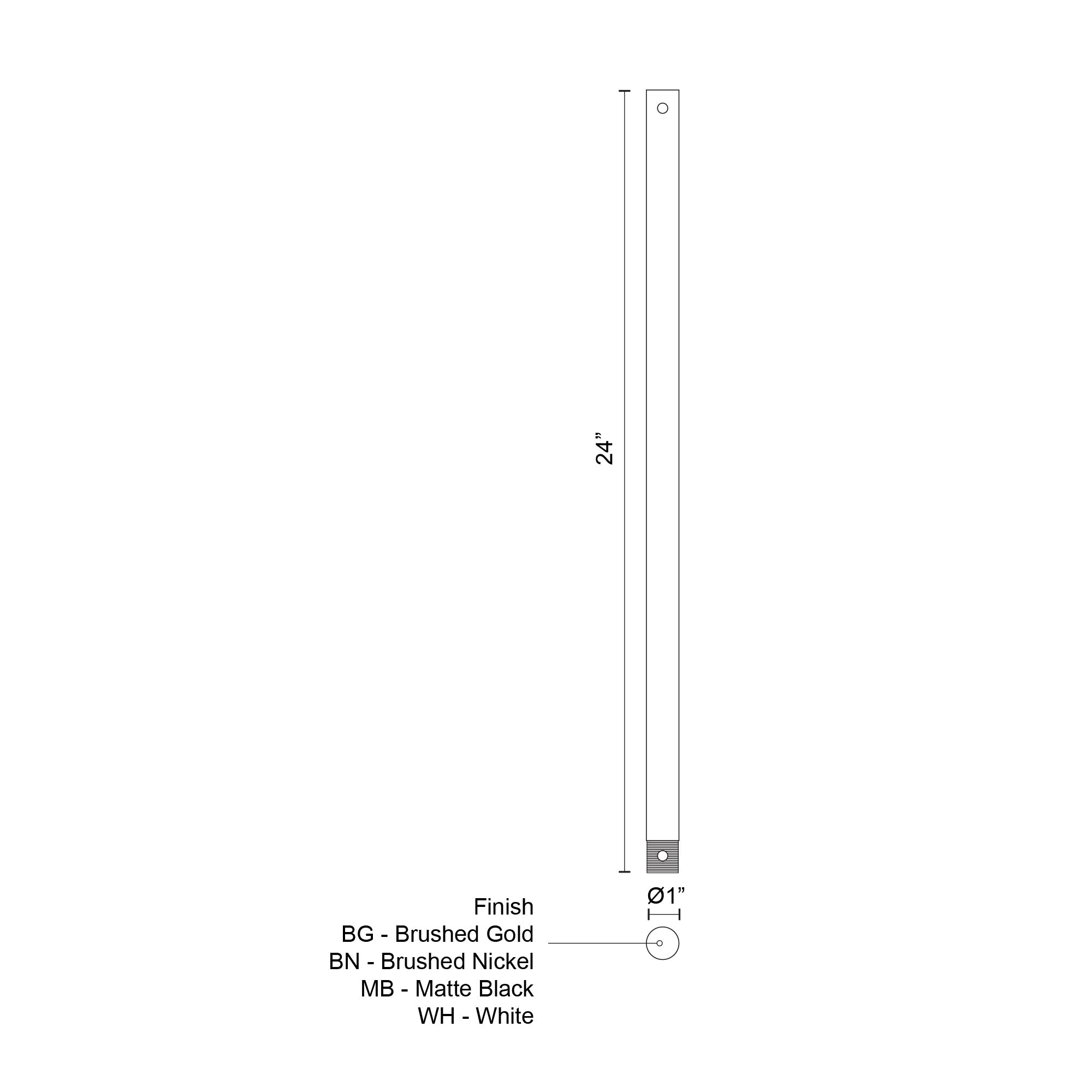 Kuzco X-RD34-24BN Fan Downrod, 24-in, Brushed Nickel