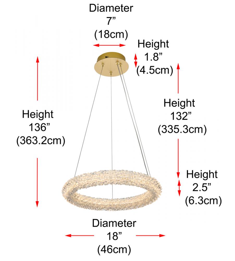 Elegant Lighting BOWEN 3800D18SG Chandelier Modern - Satin Gold